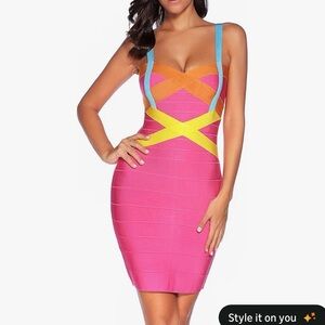 Women's Celebrity Bandage Bodycon Dress Strap Party Pencil Dress